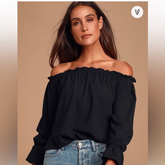 Lulus black off the shoulder top - Picture 2 of 5